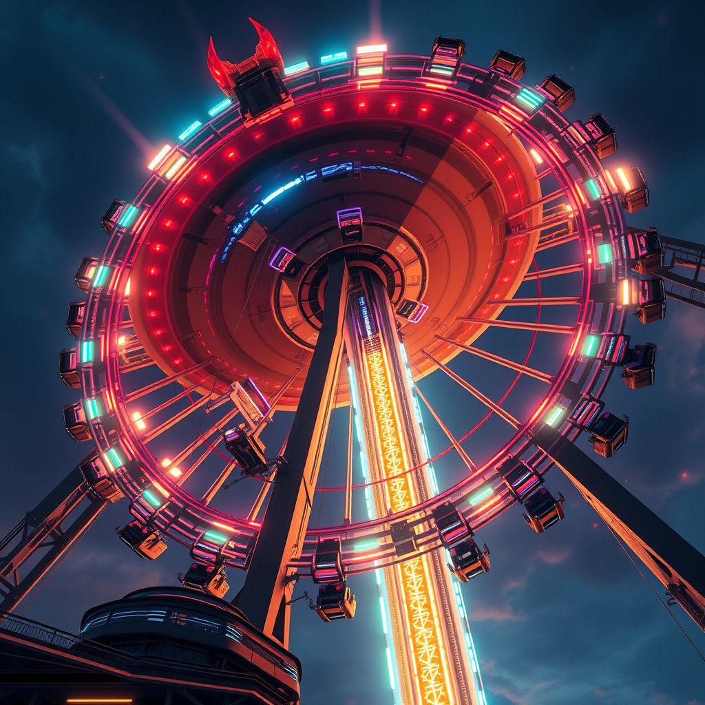 Futuristic Pendulum Ride Soaring Through the Air