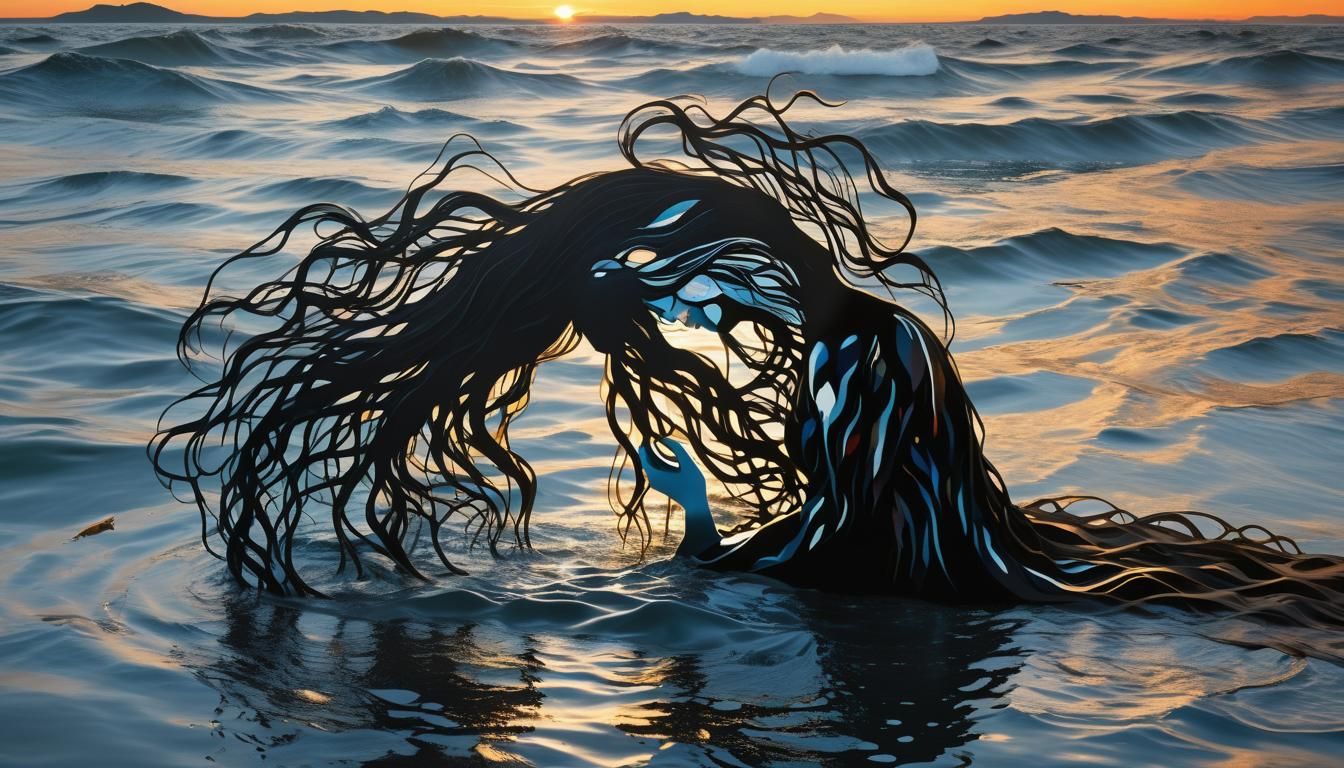 Myth and Selkie in a Breathtaking Sunset Collage