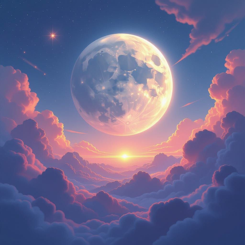 Celestial Planet Moon Dreamscape in Digital Art Style