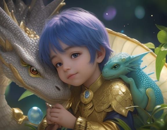 Macro Photo: Child Finds Tiny Dragon in Golden Hour