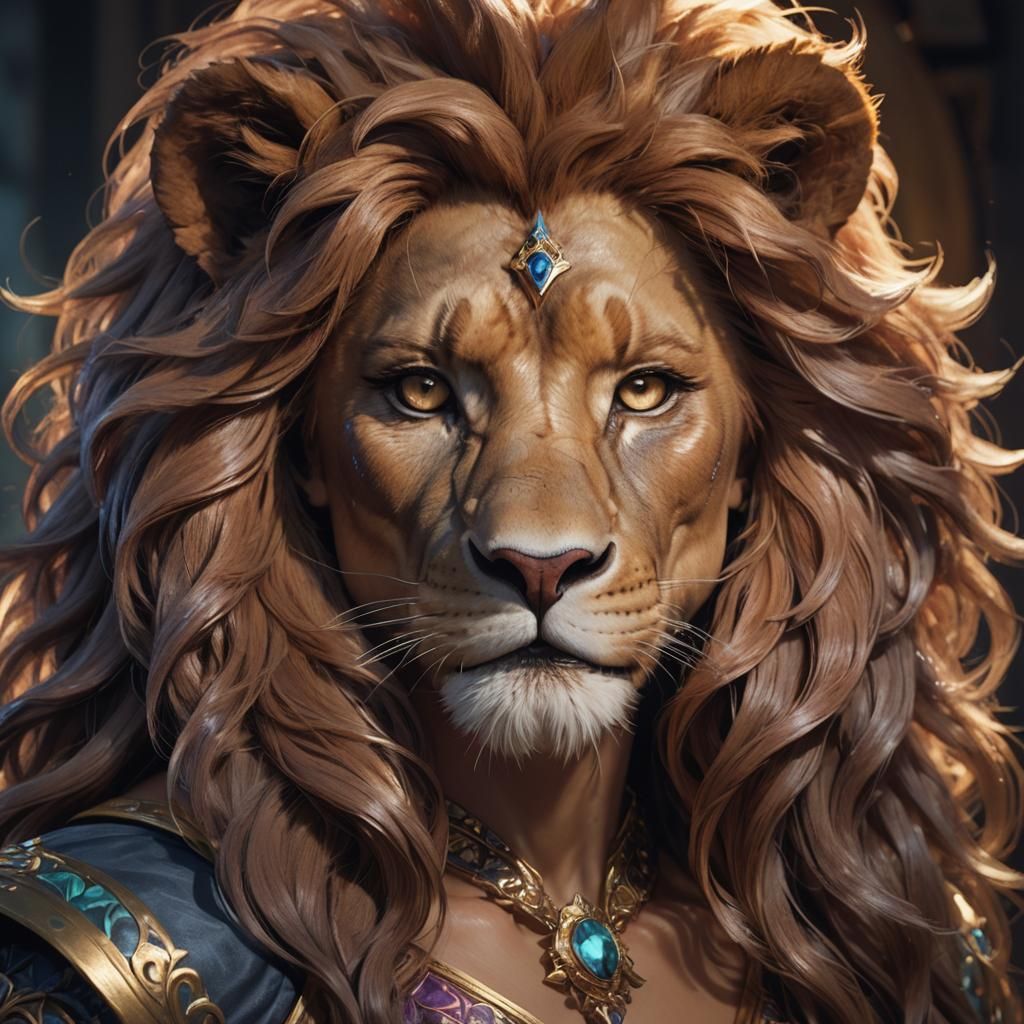 Anthro Female Lion, Studio Portrait