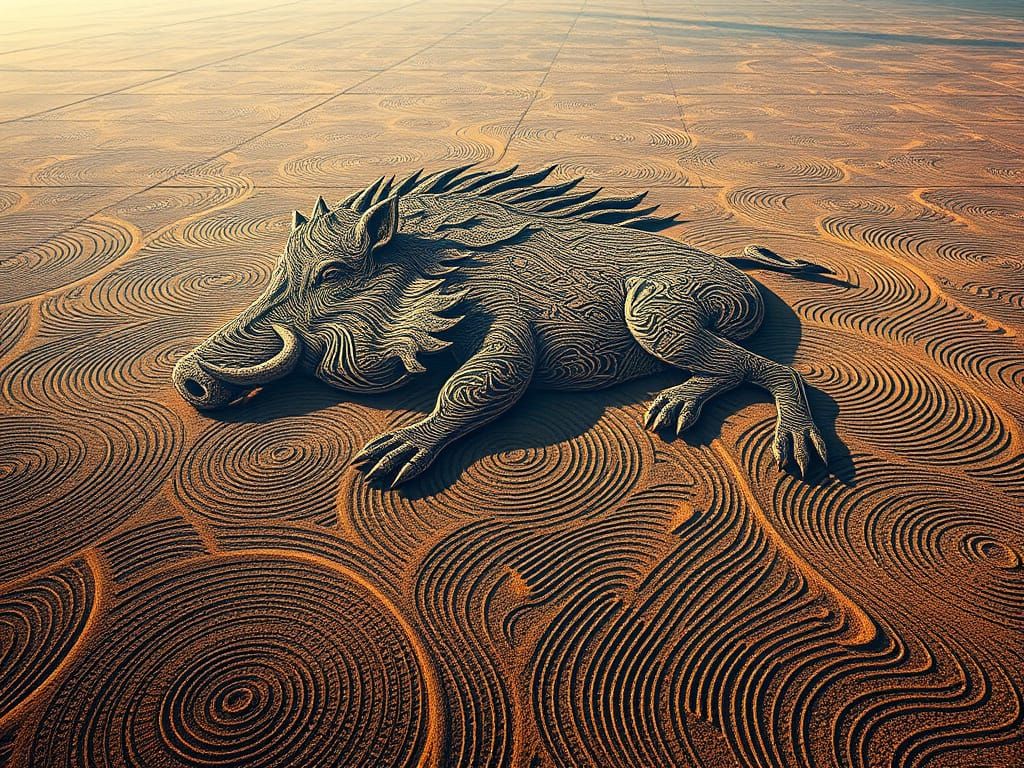 Nazca Lines: Aerial View of Wild Boar Fractal
