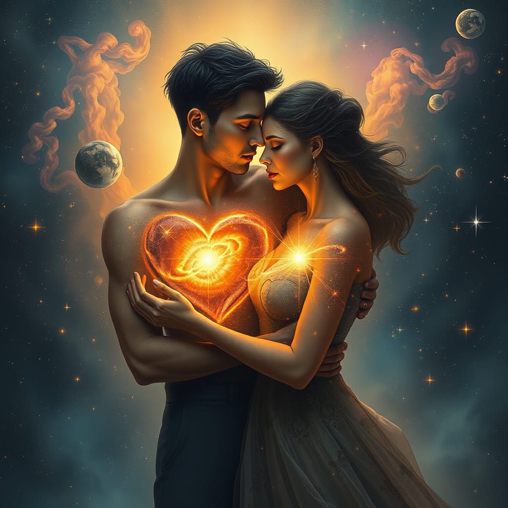 Cosmic Embrace: Galaxies Swirling in a Sci-Fi Dream