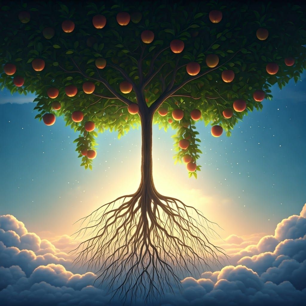 Upside Down Apple Tree in 3D Dreamscape