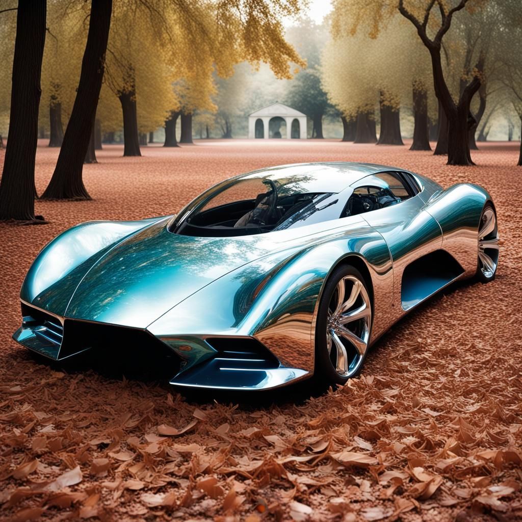 Surreal Graveyard: Futuristic Car in Digital Art