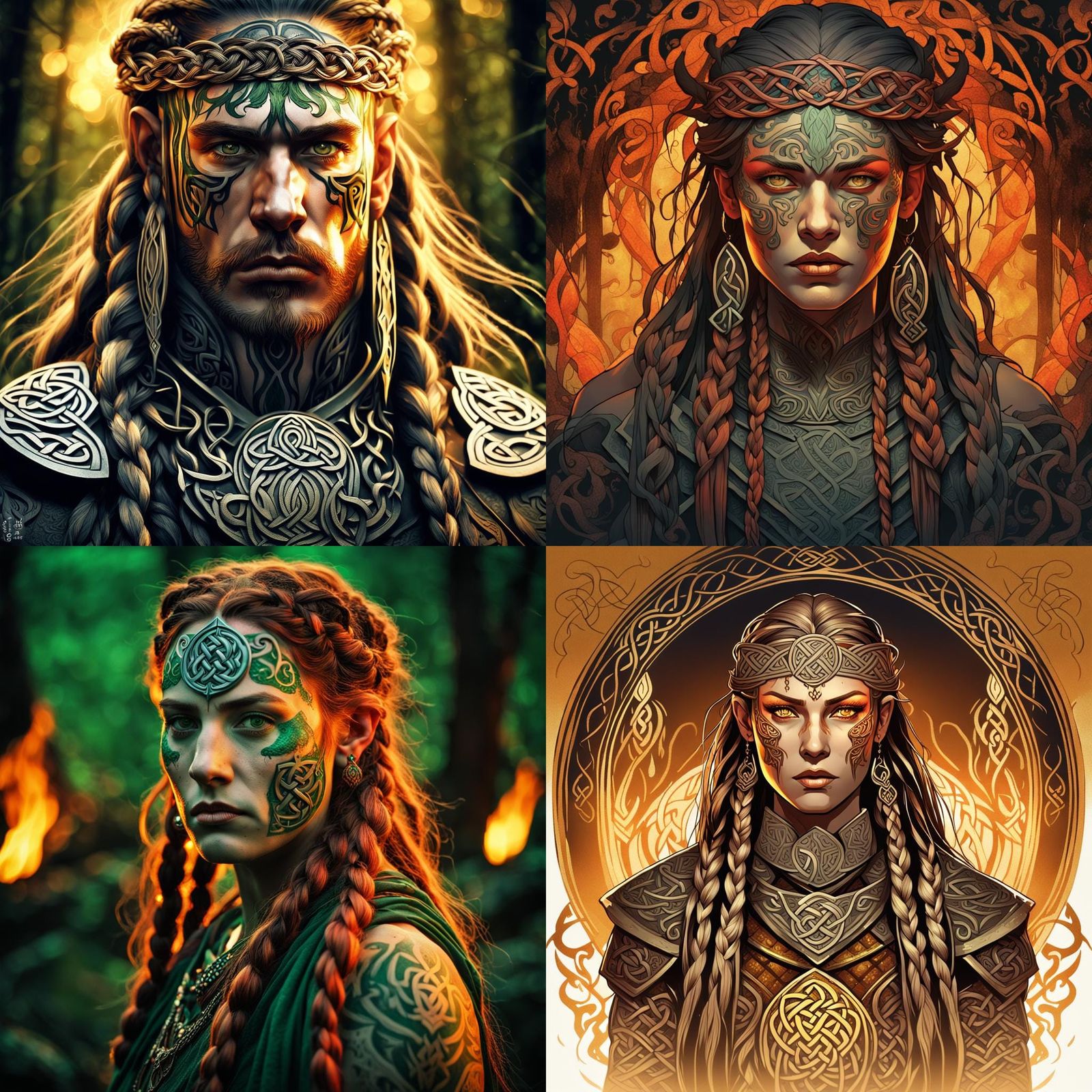 Crying Celtic Warrior Portrait with Firelight