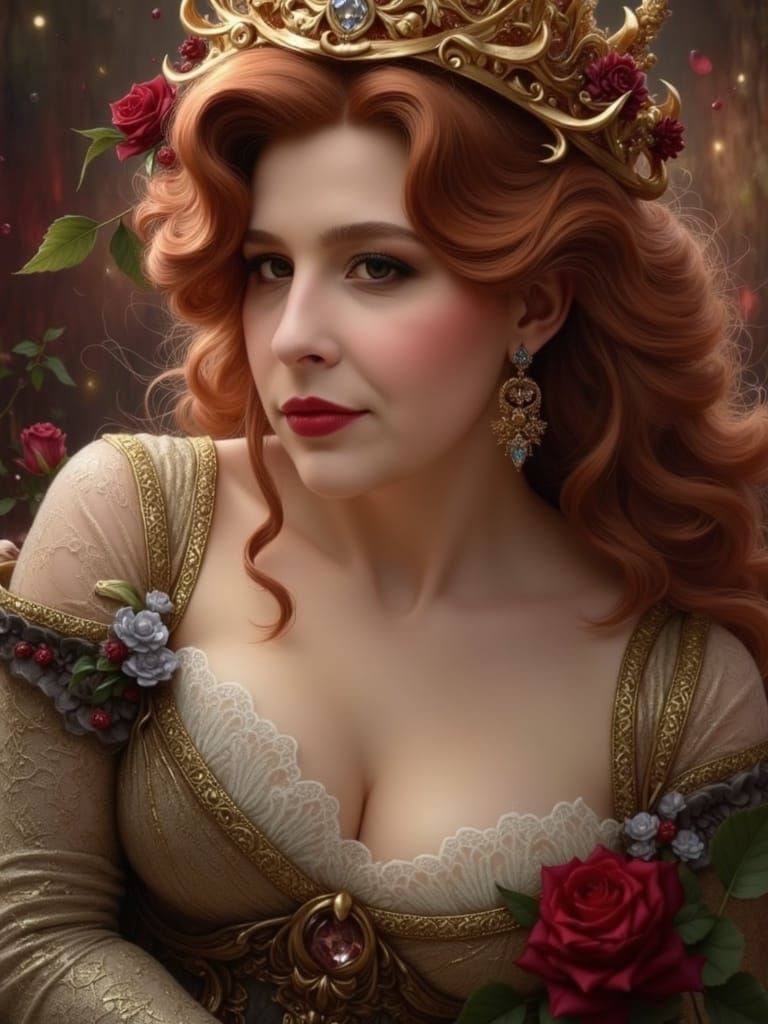 Ethereal Woman in Lavish Attire: A Masterpiece of Textures a...