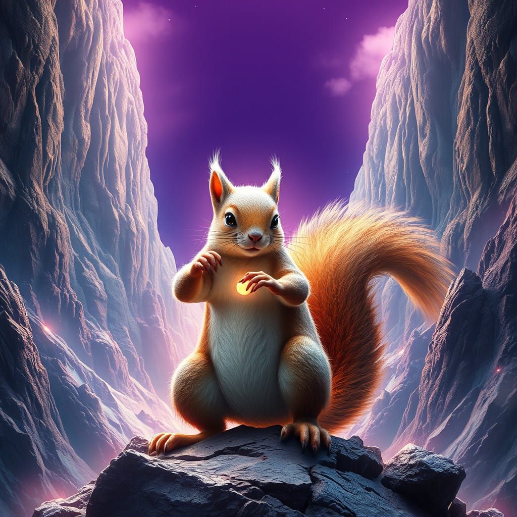 Surreal Sachana: Majestic Squirrel Defies Mountains