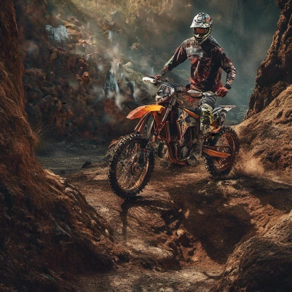 Fantastical Dirt Bike Scene in Detailed Matte Painting