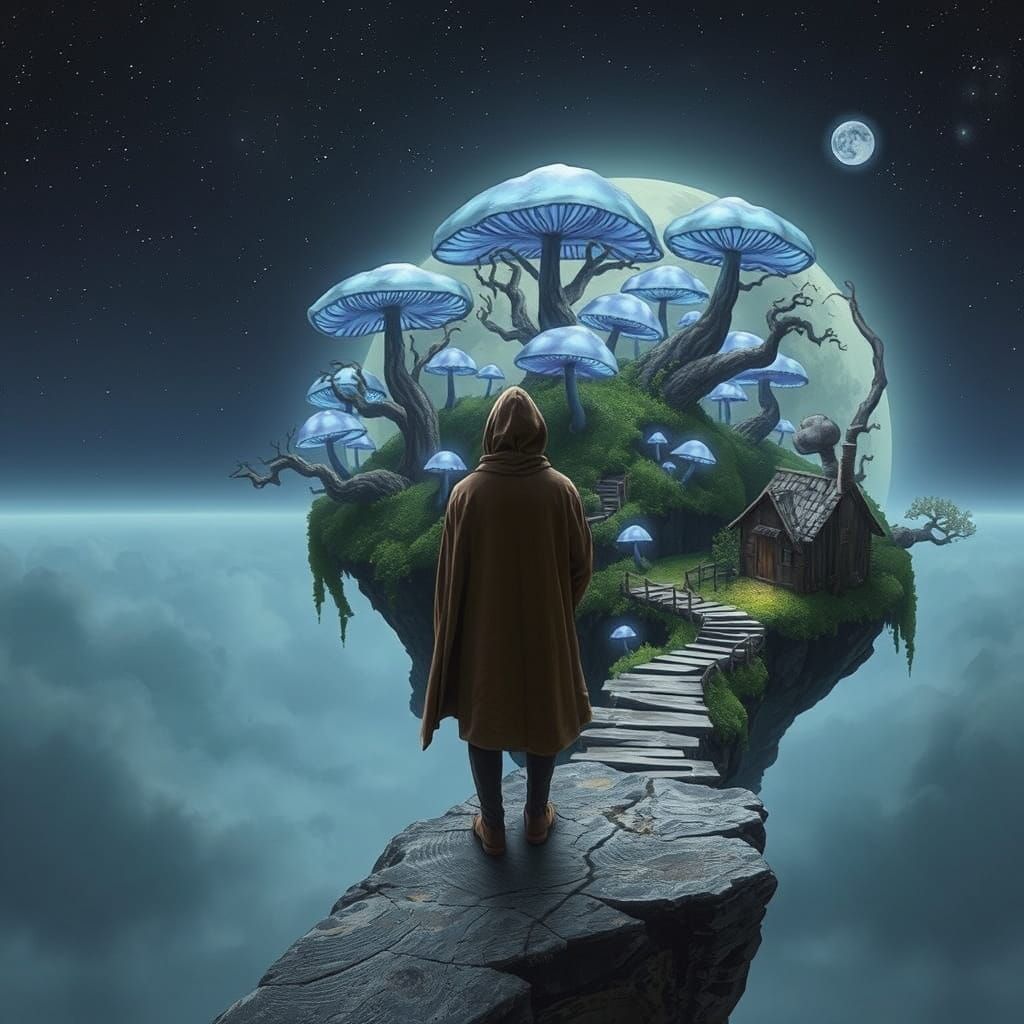 Surreal Forest Planet with Bioluminescent Mushrooms