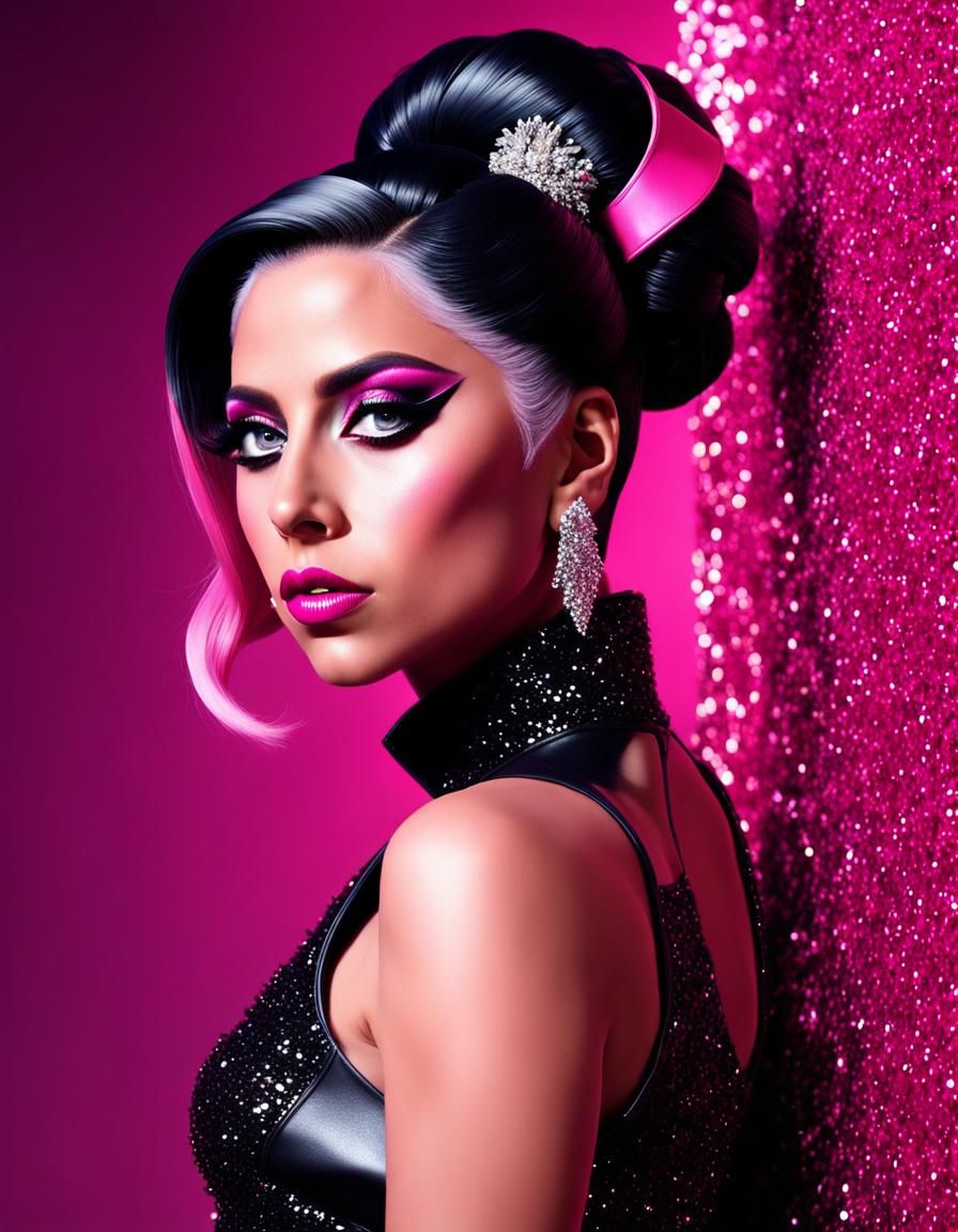 Lady Gaga Inspired 3D Portrait in Hot Pink