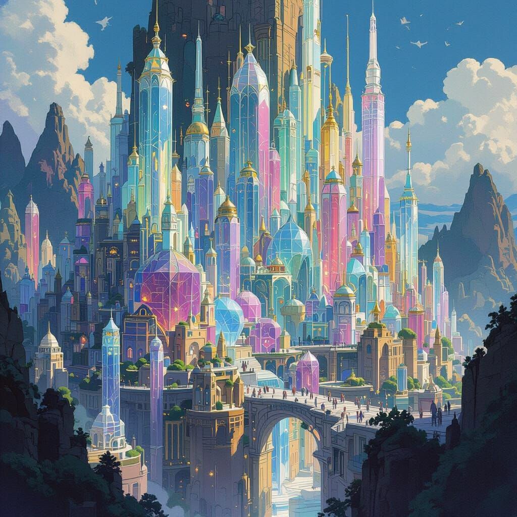 Crystal Metropolis Inspired by Hayao Miyazaki
