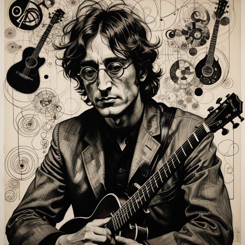 John Lennon in Nostalgic Beatles Era Portrait