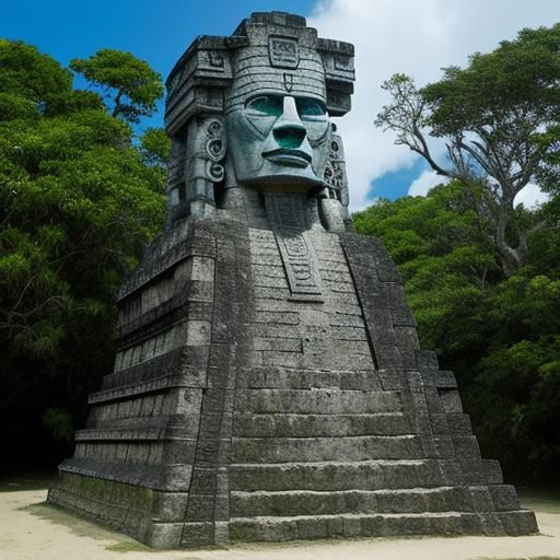 Mayan Statue on Robinson Cruson Island in the Juan Fernández...