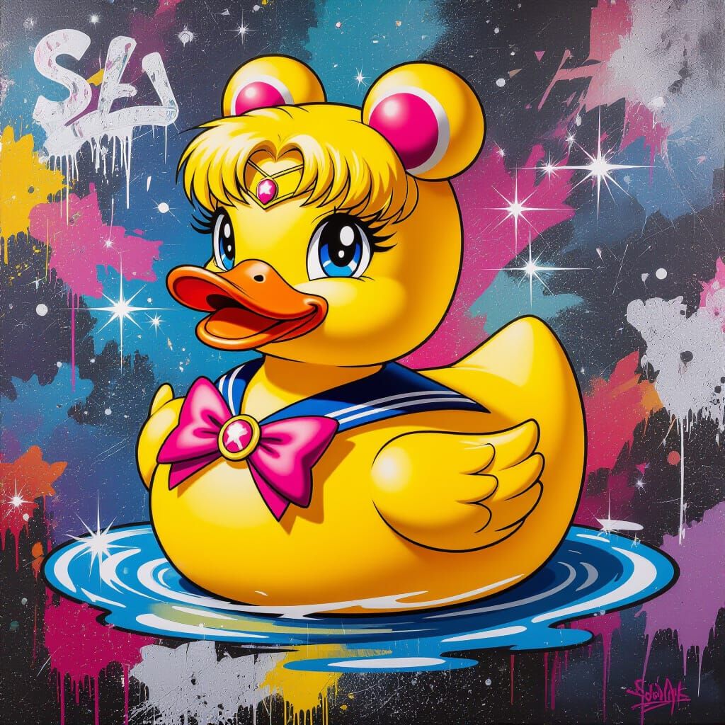 Sailor Moon Rubber Ducky in Street Art Style