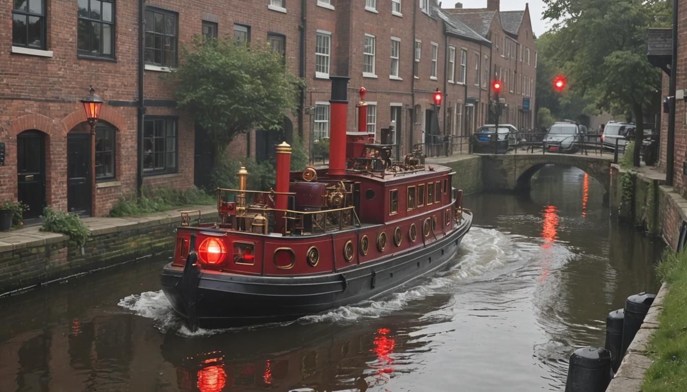 barge sailing down an old English canal