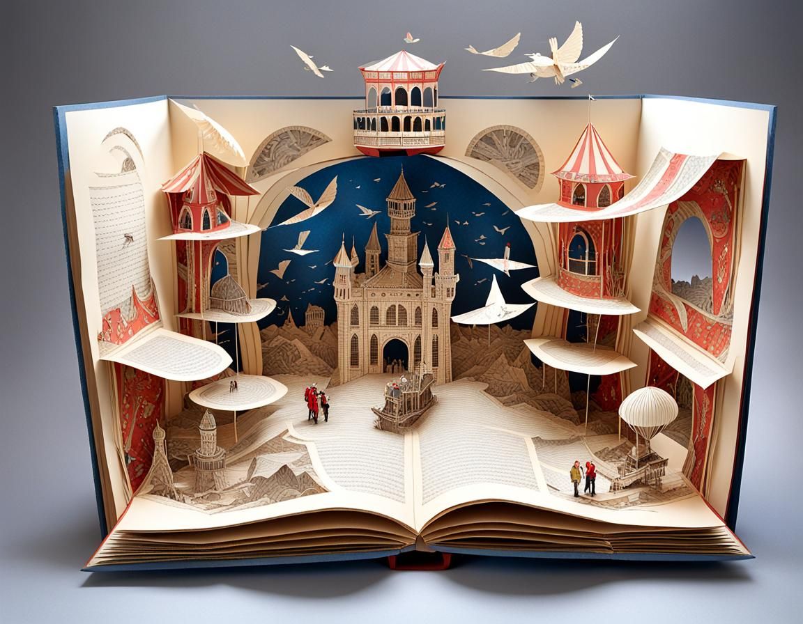 Reader Immersed in Terry Gilliam's Baron Munchausen Pop-Up B...