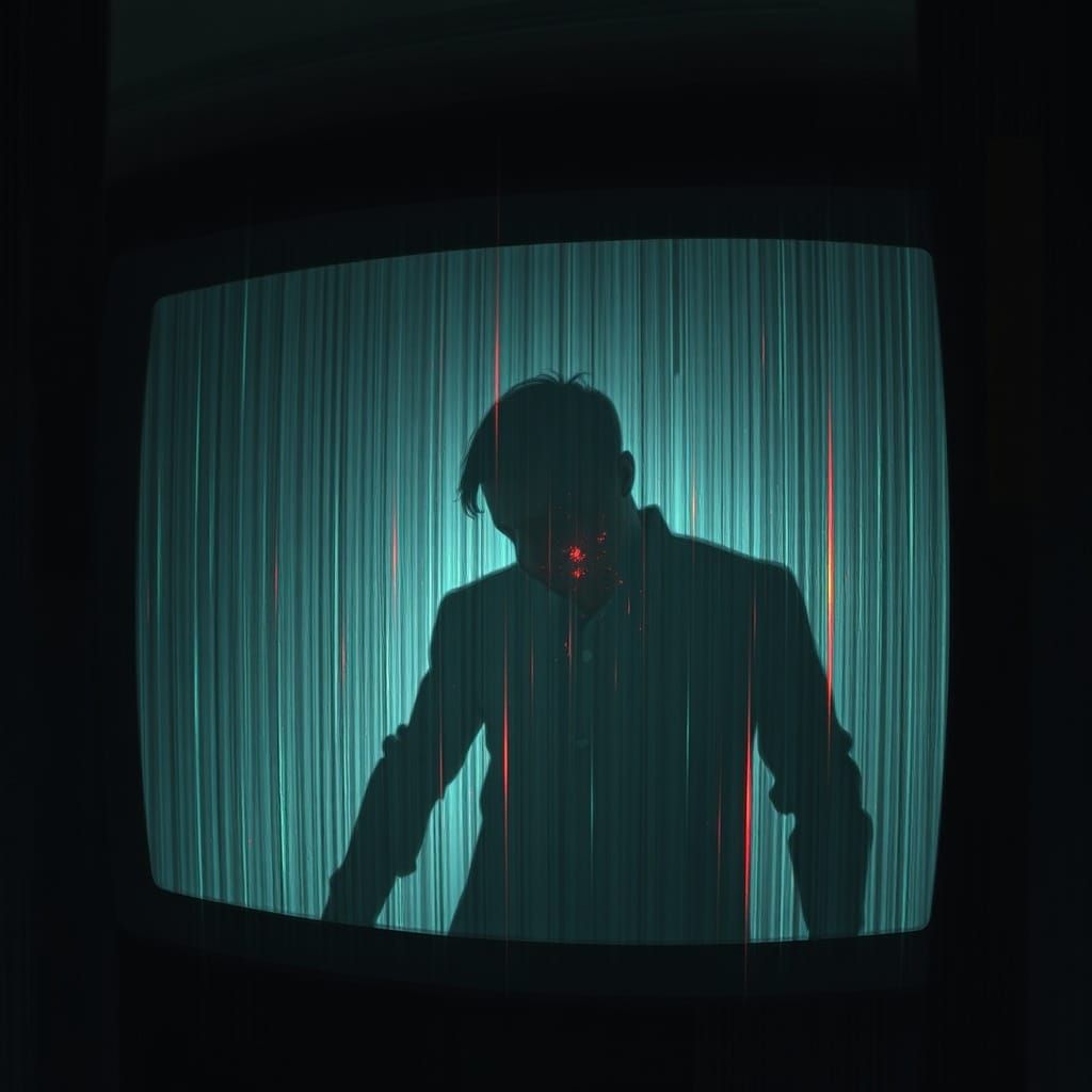 Distorted Silhouette Emerges From Digital Static