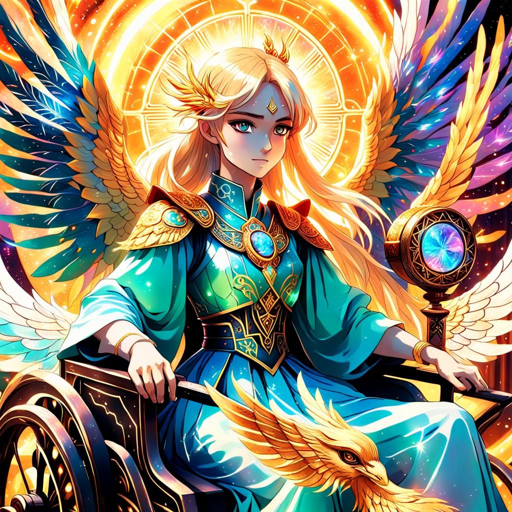 Phoenix Tarot Reader in Sparkling Chariot: Anime Art