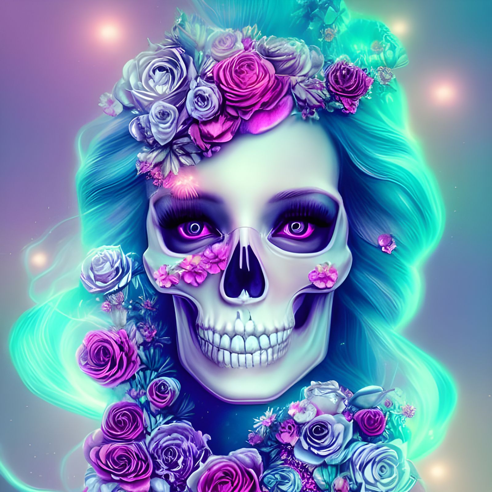 Crystalline Skull with Luminous Sparkles in Steampunk Style