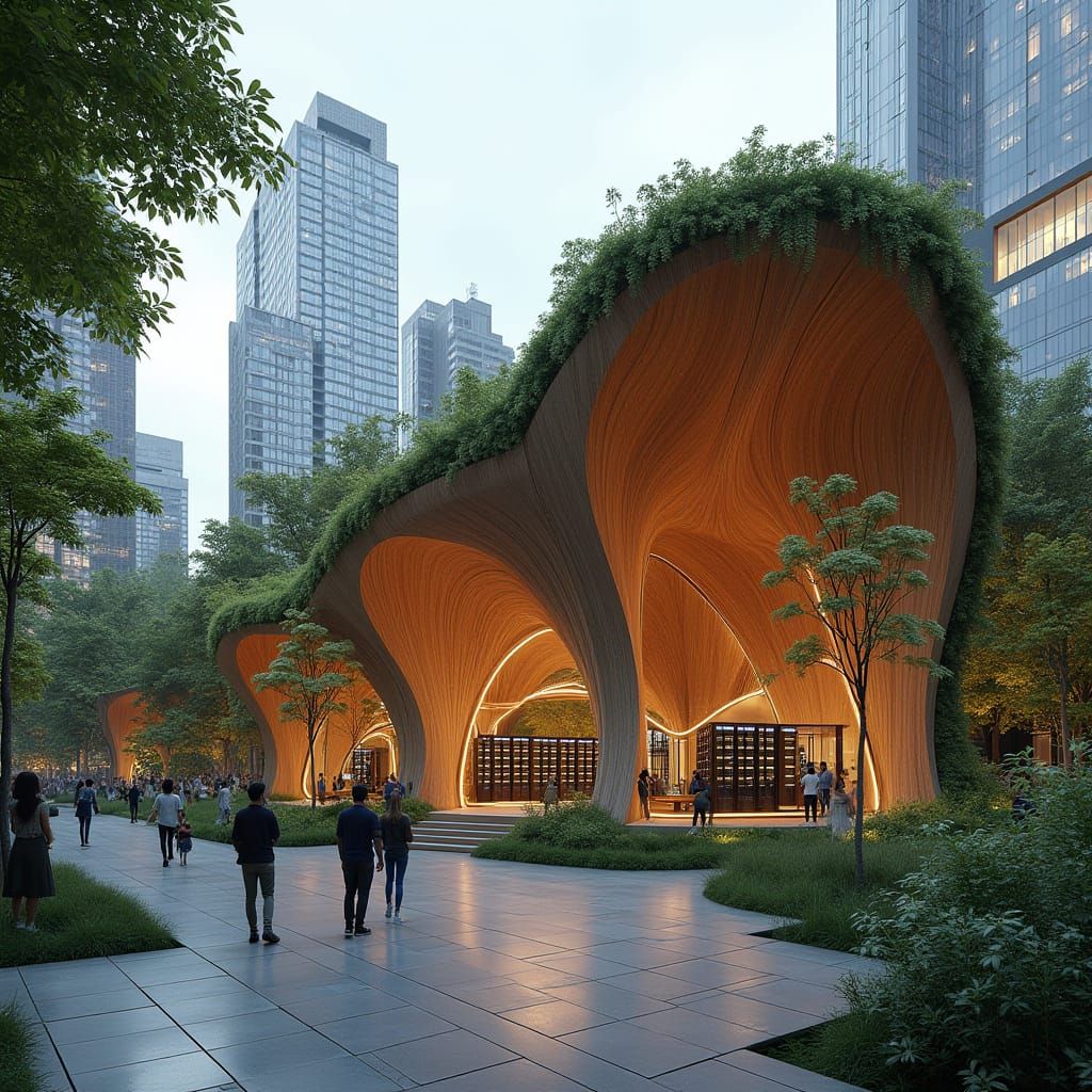 Futuristic Organic Data Center with Timber Canopy