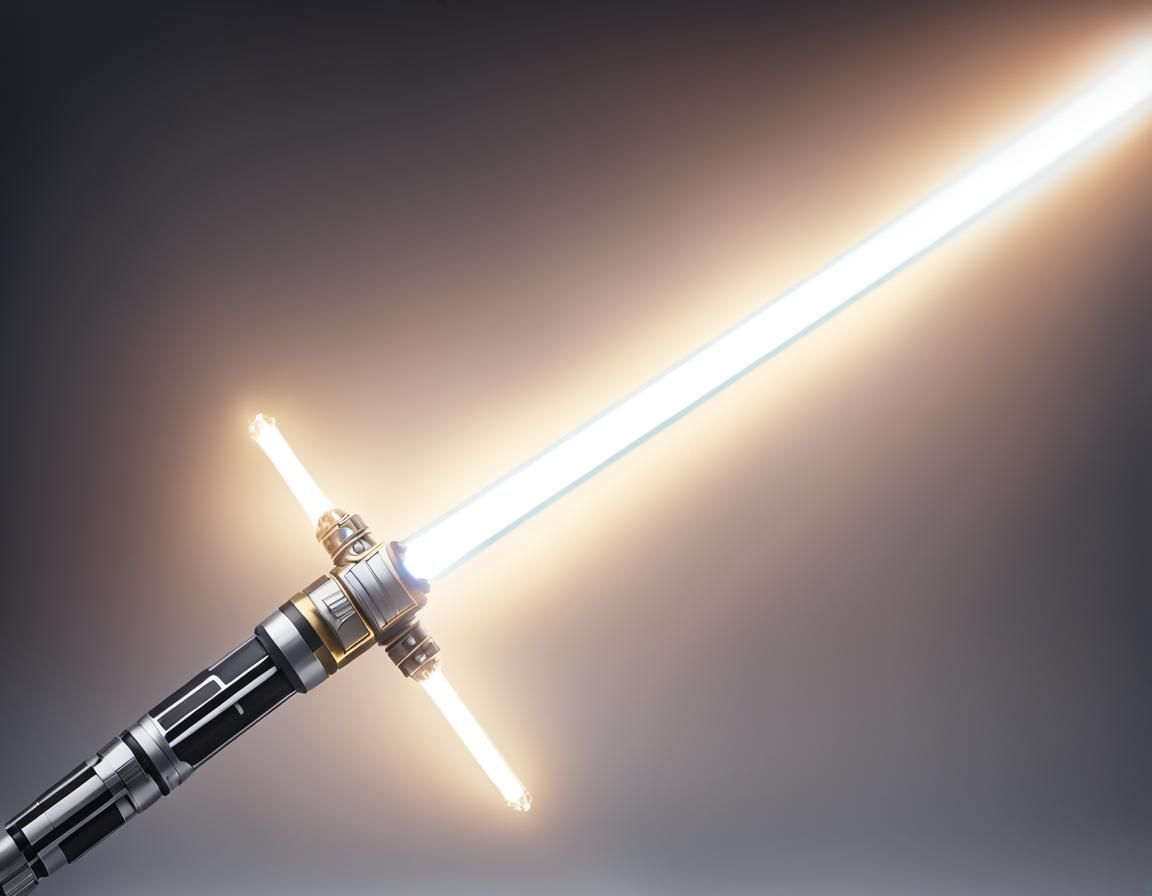 Jedi Lightsaber with White Energy Blade: Cinematic Close-Up