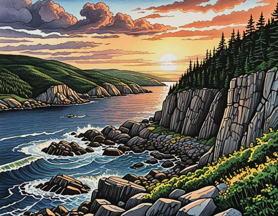 Coastal Sunset on Cape Breton's Rocky Shores