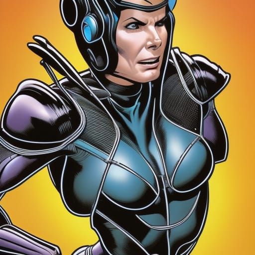 Sandra Bullock as Wasp in Comic Book Art