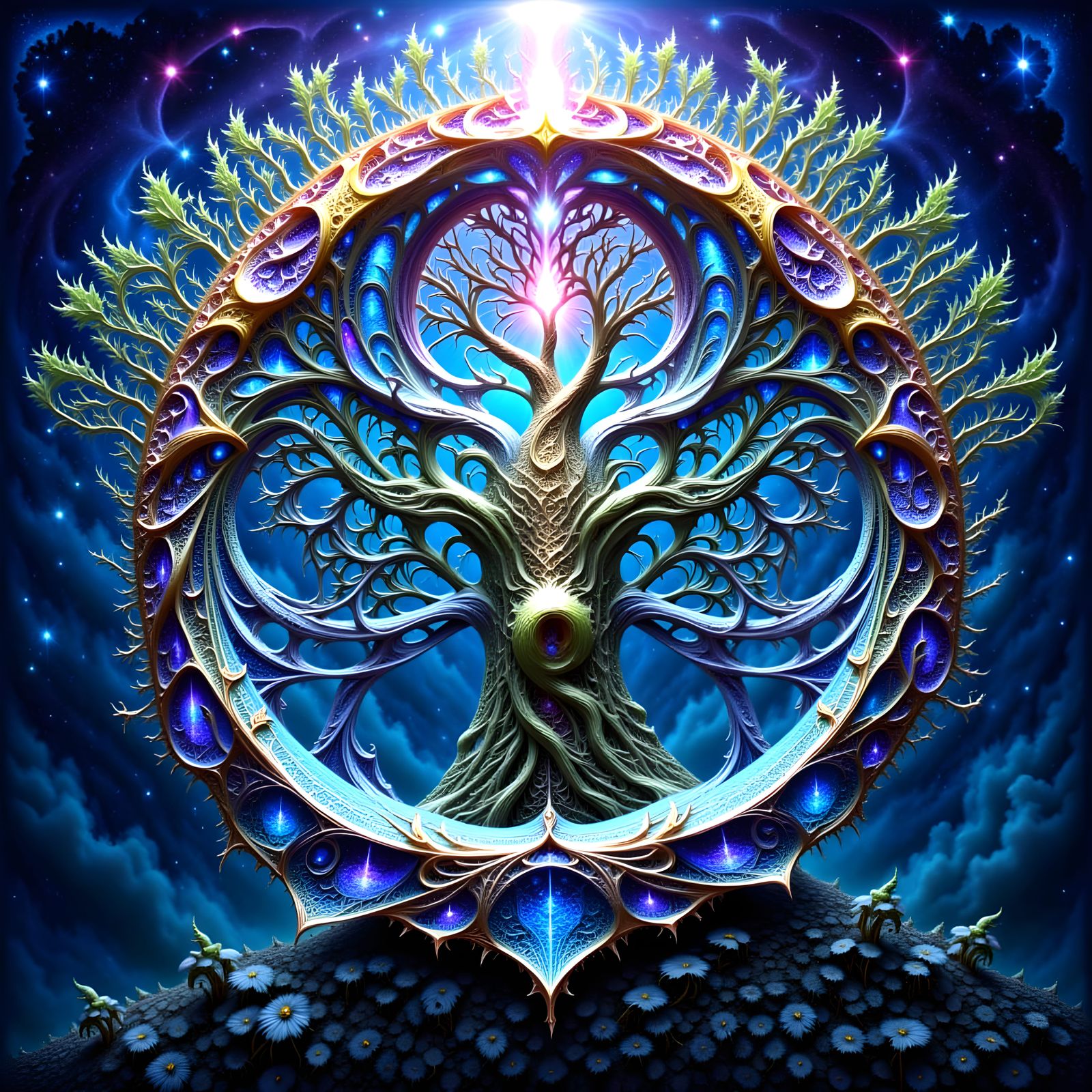 Cosmic Ouroboros Around Celestial Tree