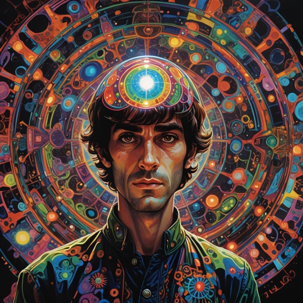 Psychedelic Orb Glows Around a Man