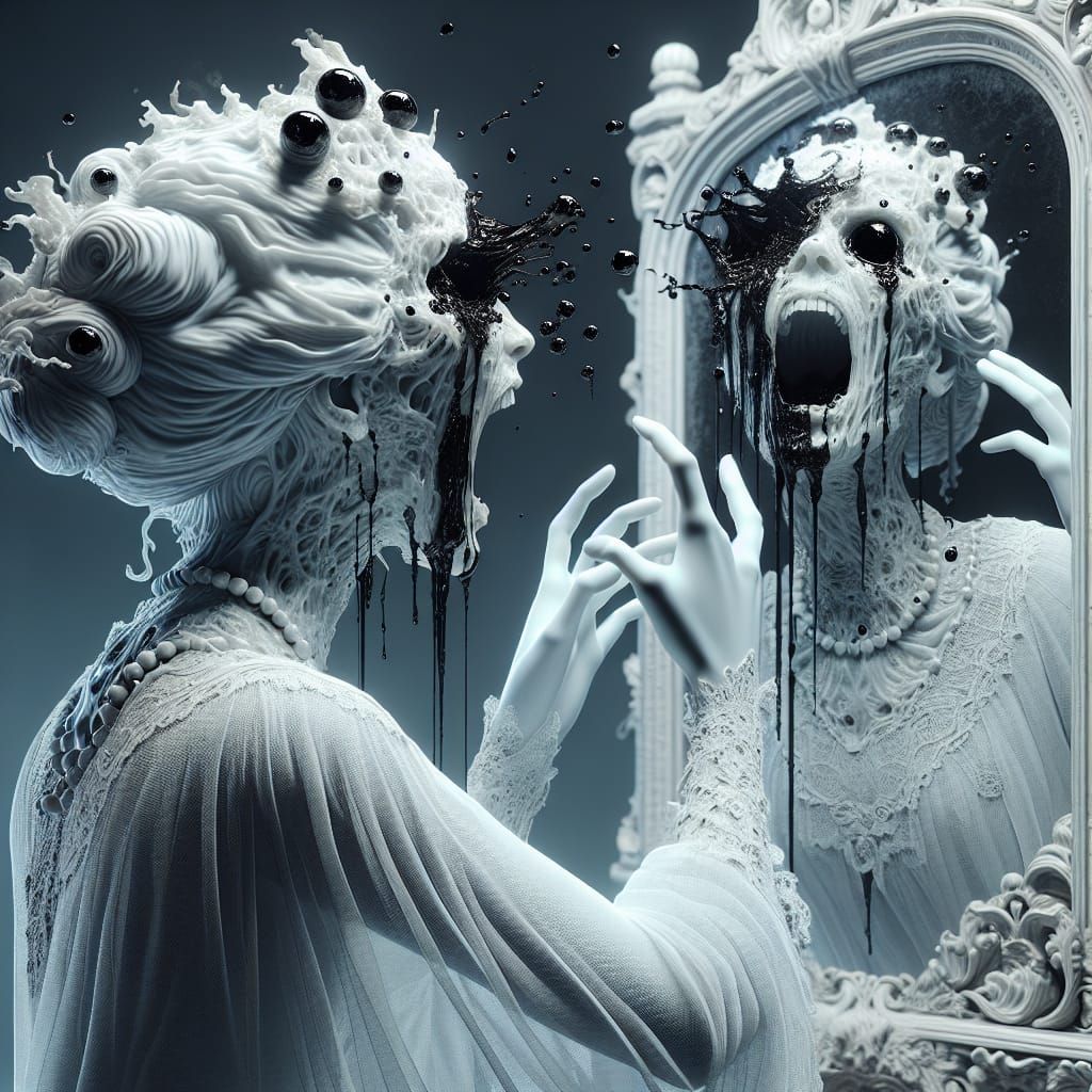 Ethereal Lady Screaming: a Symbolist Digital Painting