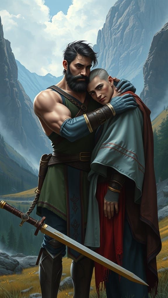 Medieval Knight Offers Comfort in a Fantasy Valley