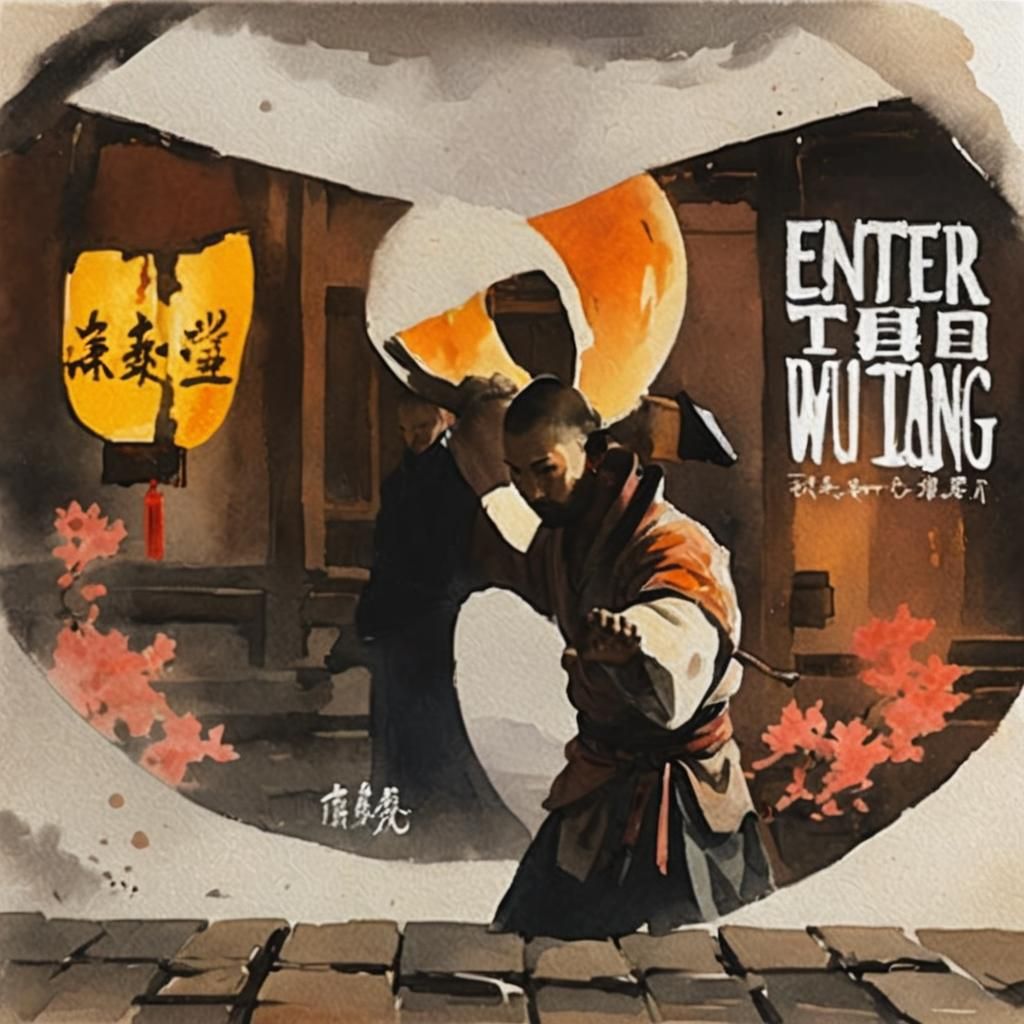 Shaolin Monks Training in Misty Watercolor Style