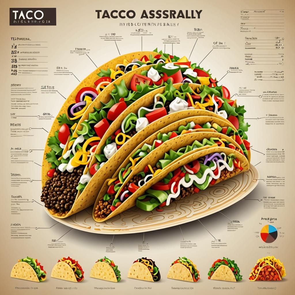 Taco Assembly Infographic with Abstract Fractal Design