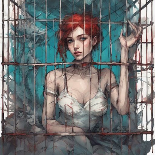 Captivating Portrait of Girl in Cage with 19th Century Style