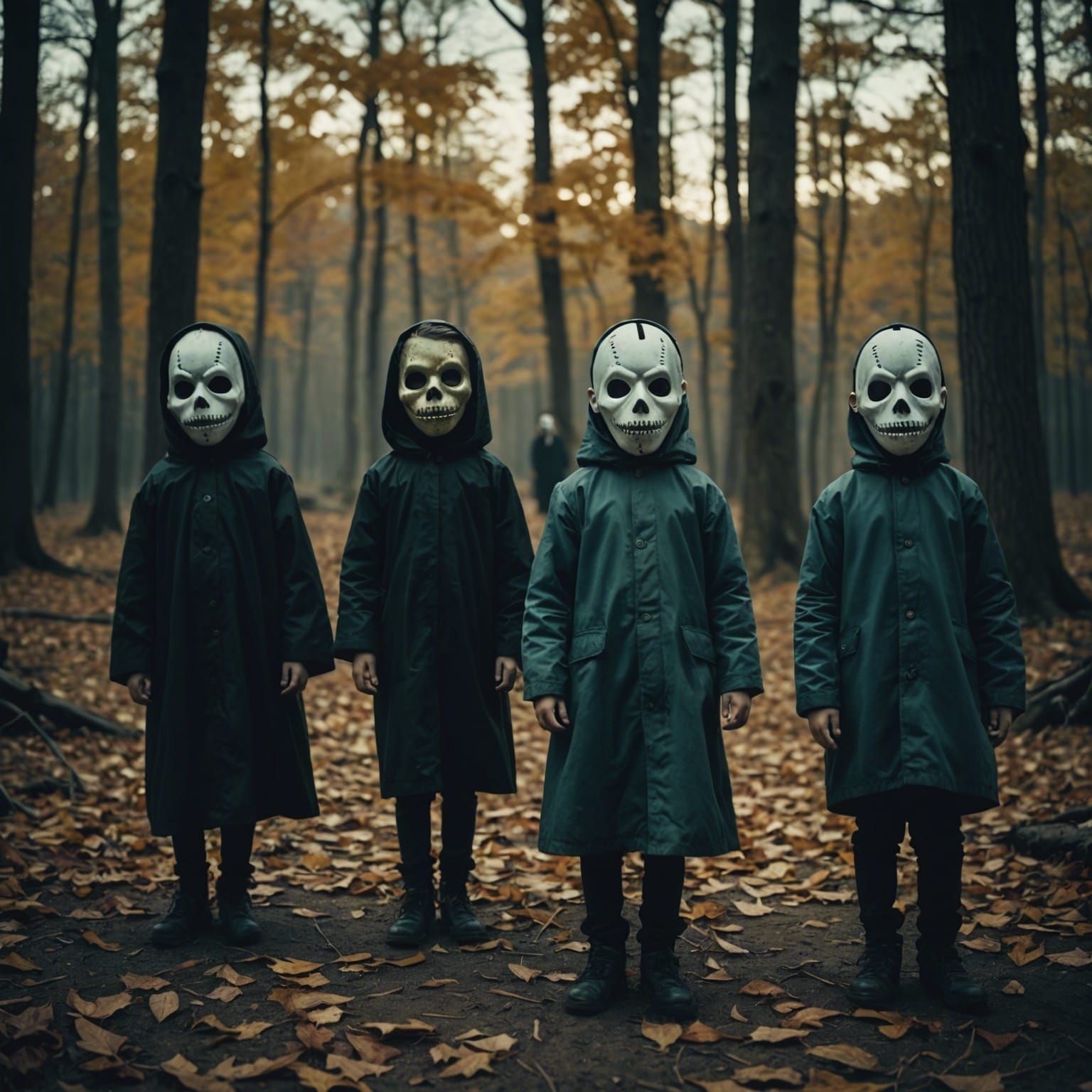 Spooky Halloween Masks and Ghostly Figures