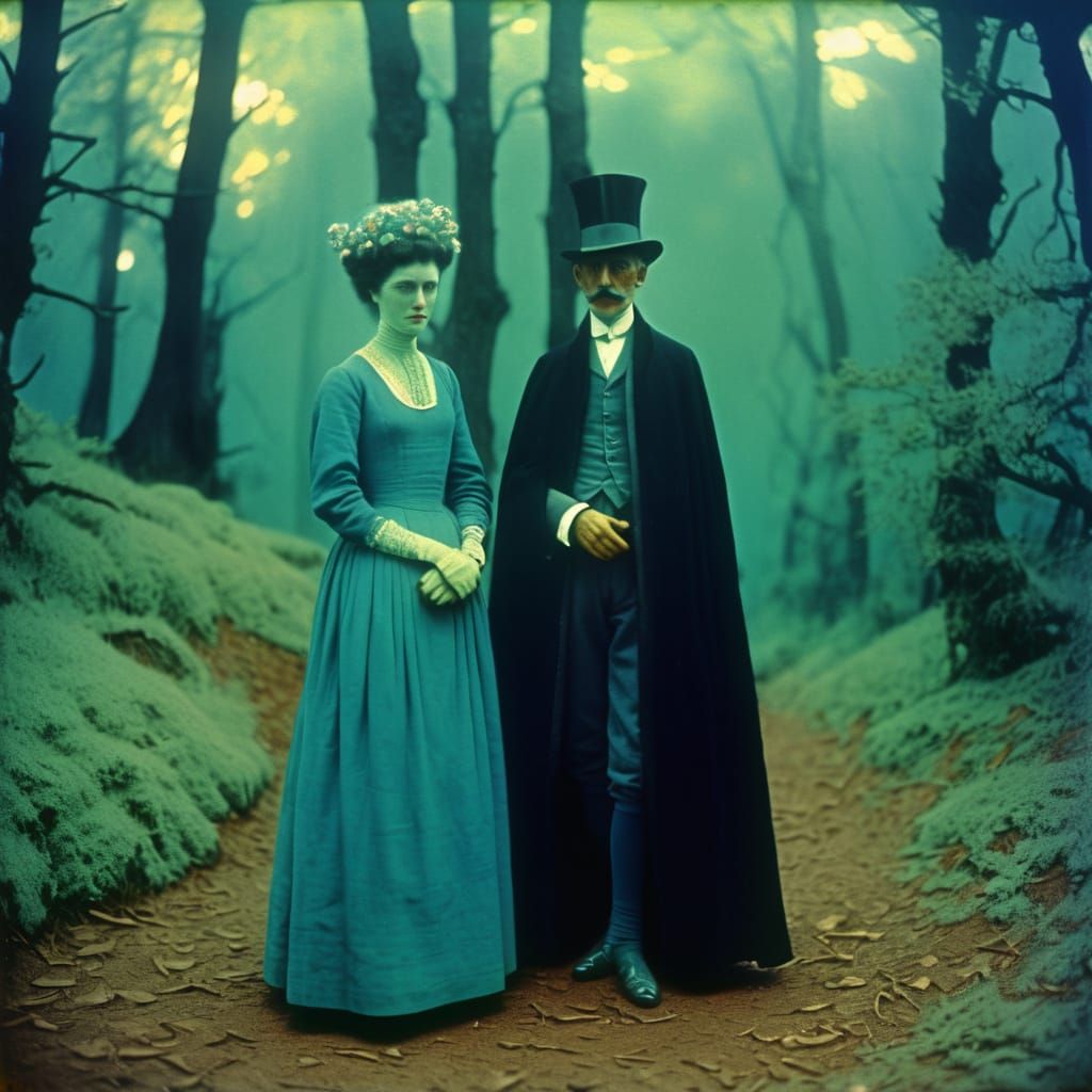 Shocking Fairytale Couple in Surreal Autochrome Dystopia