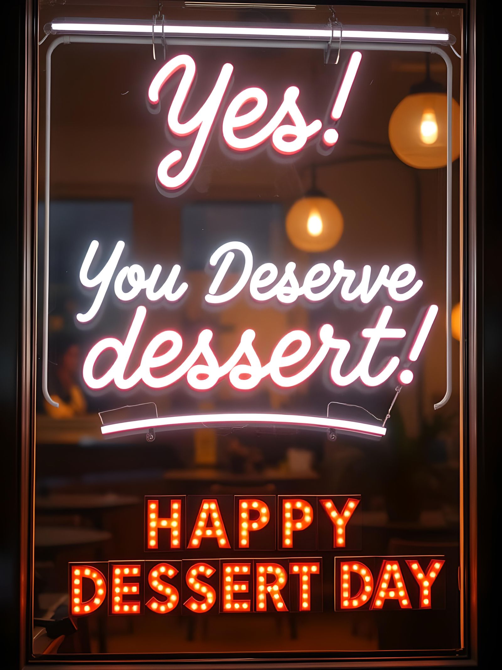 Fluorescent Cafe Sign: Yes, You Deserve Dessert!