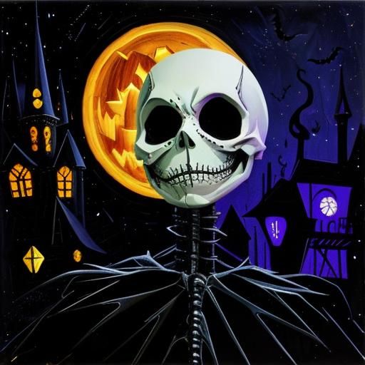 Jack Skellington in Halloween Town with Cubist Impasto
