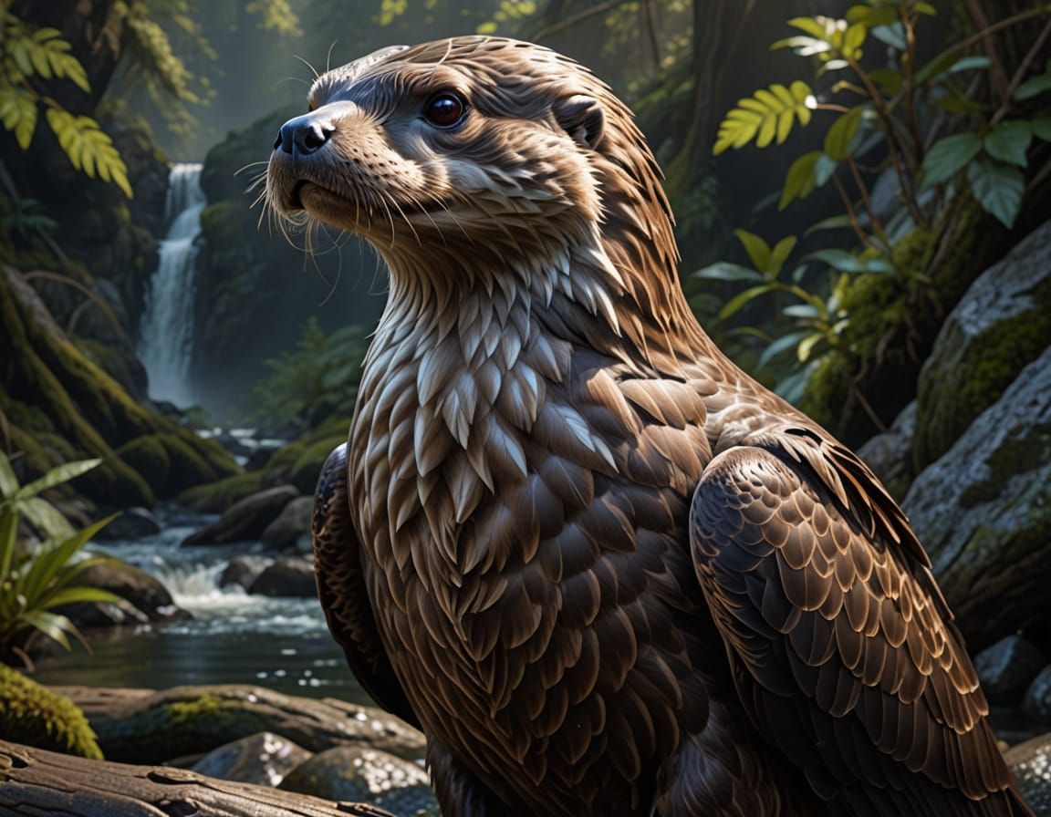 Otter Eagle Hybrid in Vivid Photorealistic Lighting