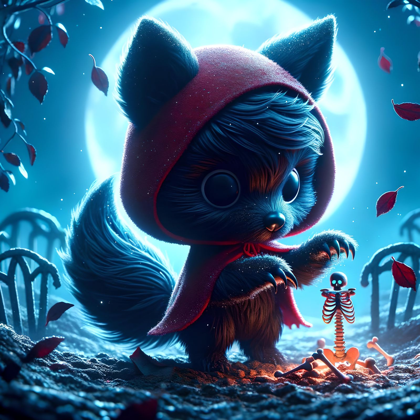 Enchanting Necromancer Wolf in Moonlight Graveyard