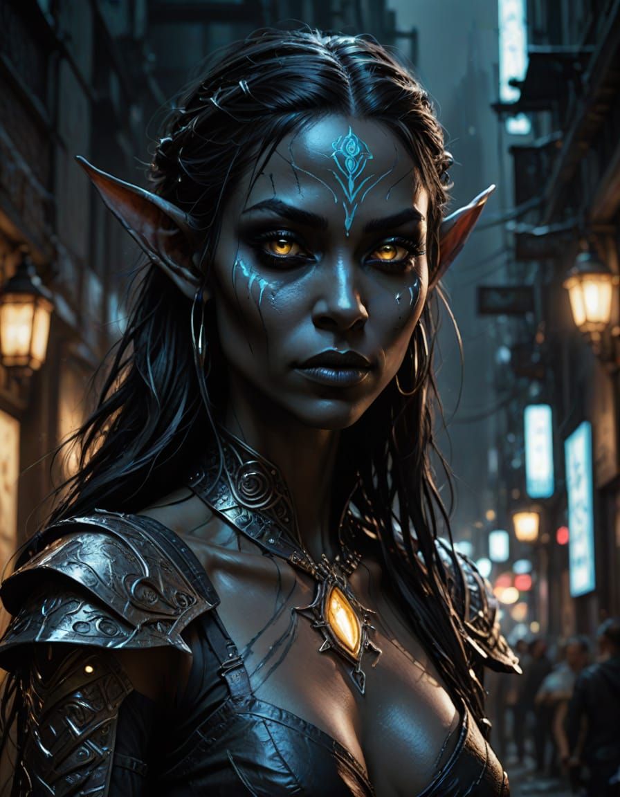 Cyberpunk Dark Elf Portrait