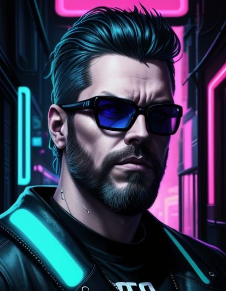 Cyberpunk Portrait in Neon Noir Style
