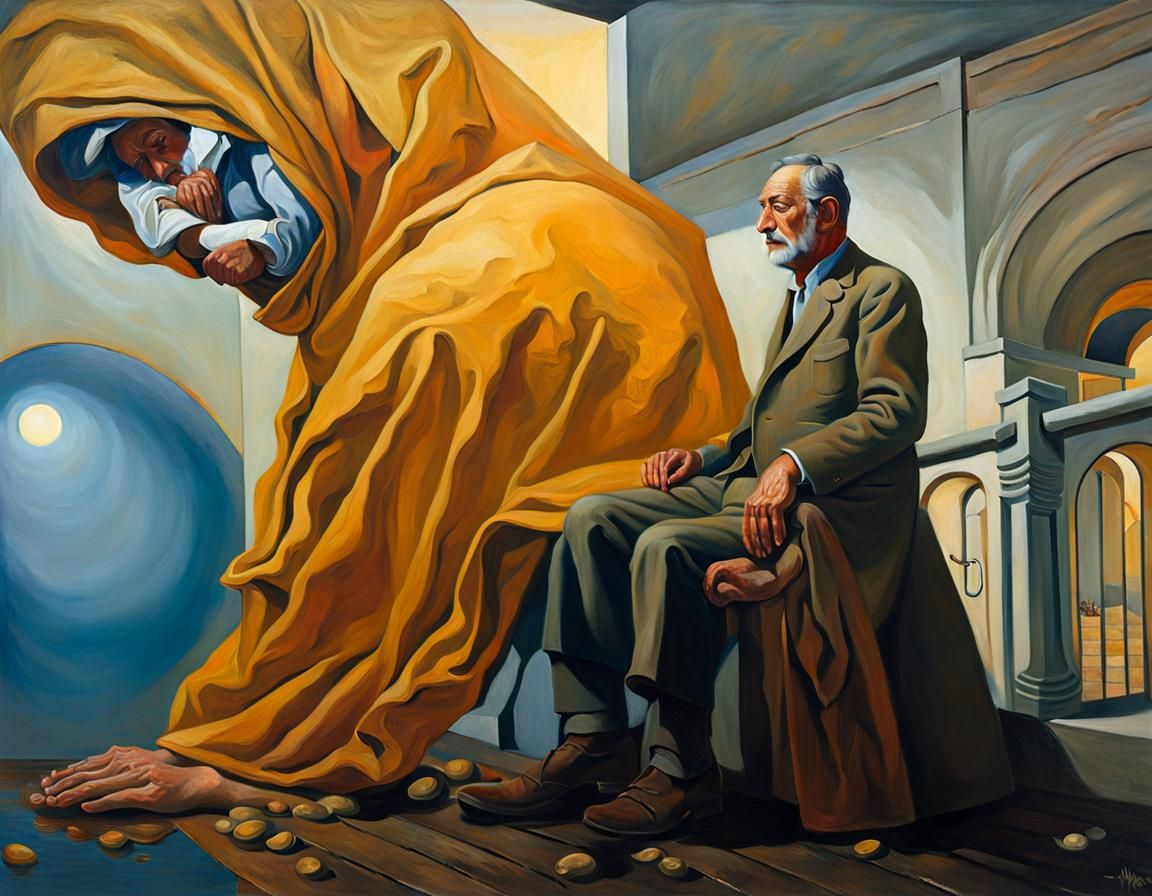 Loner in Dreamlike Surrealist Oil Painting