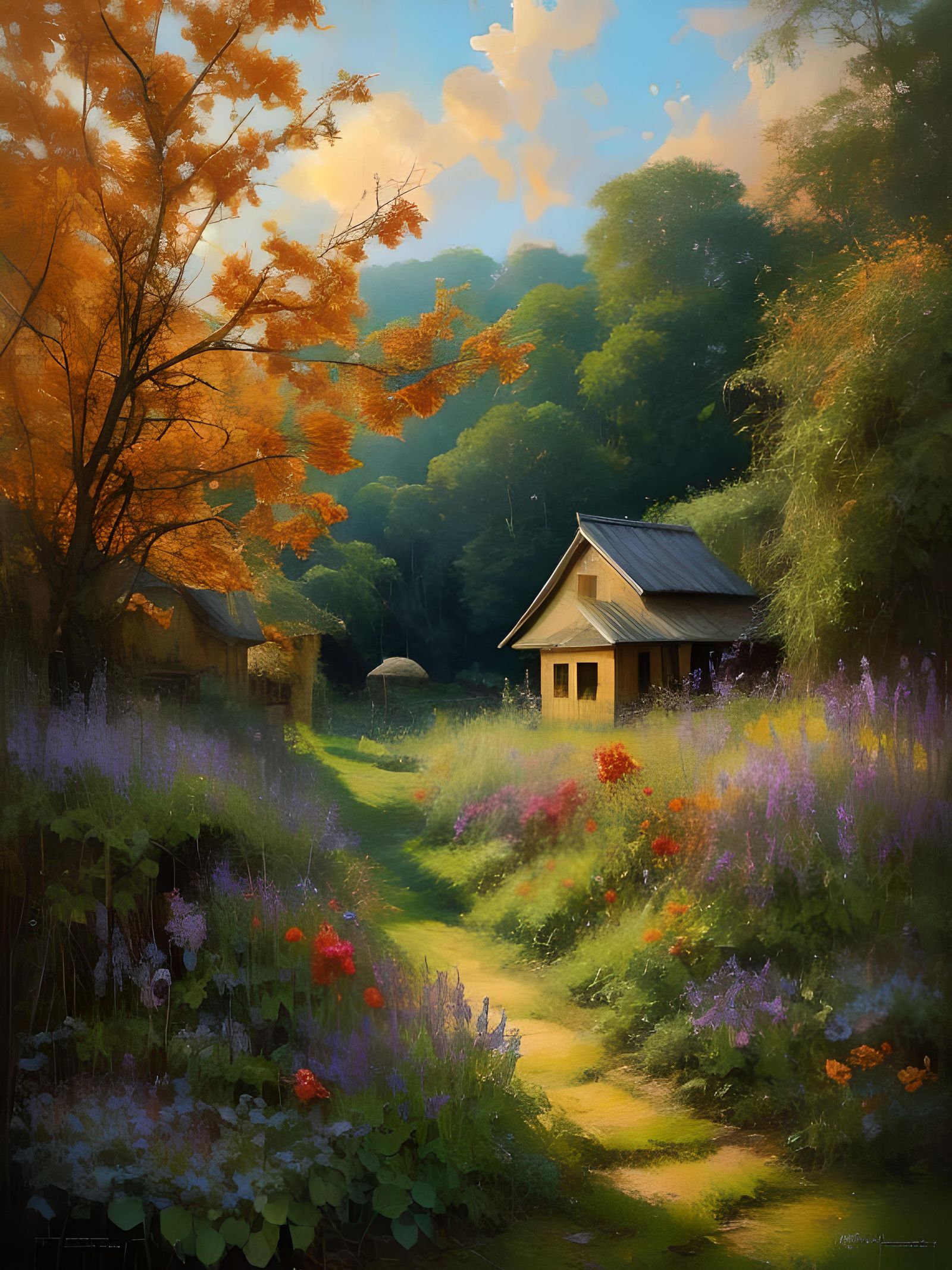 Orchid Oil Painting in Sfumato Filigree Style