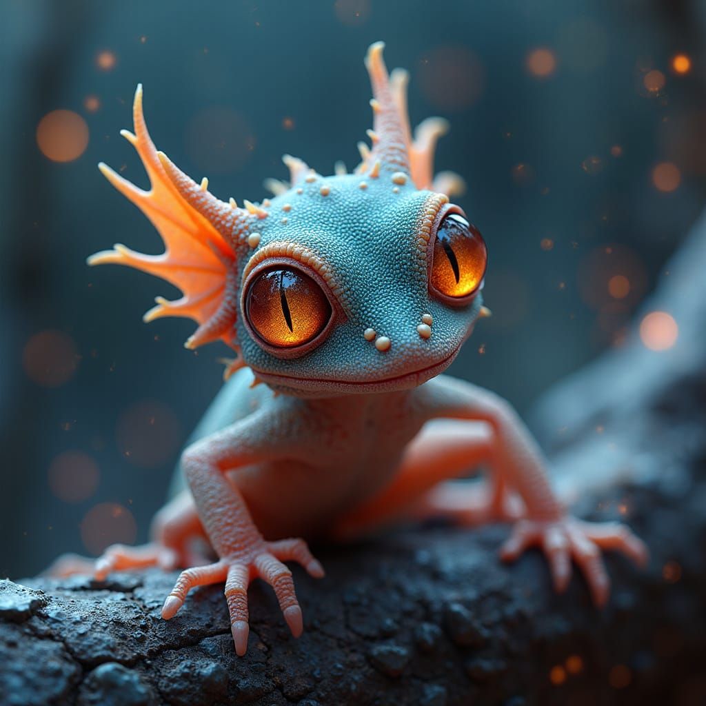 Detailed Alien Gecko Creature in Fractal Art Style