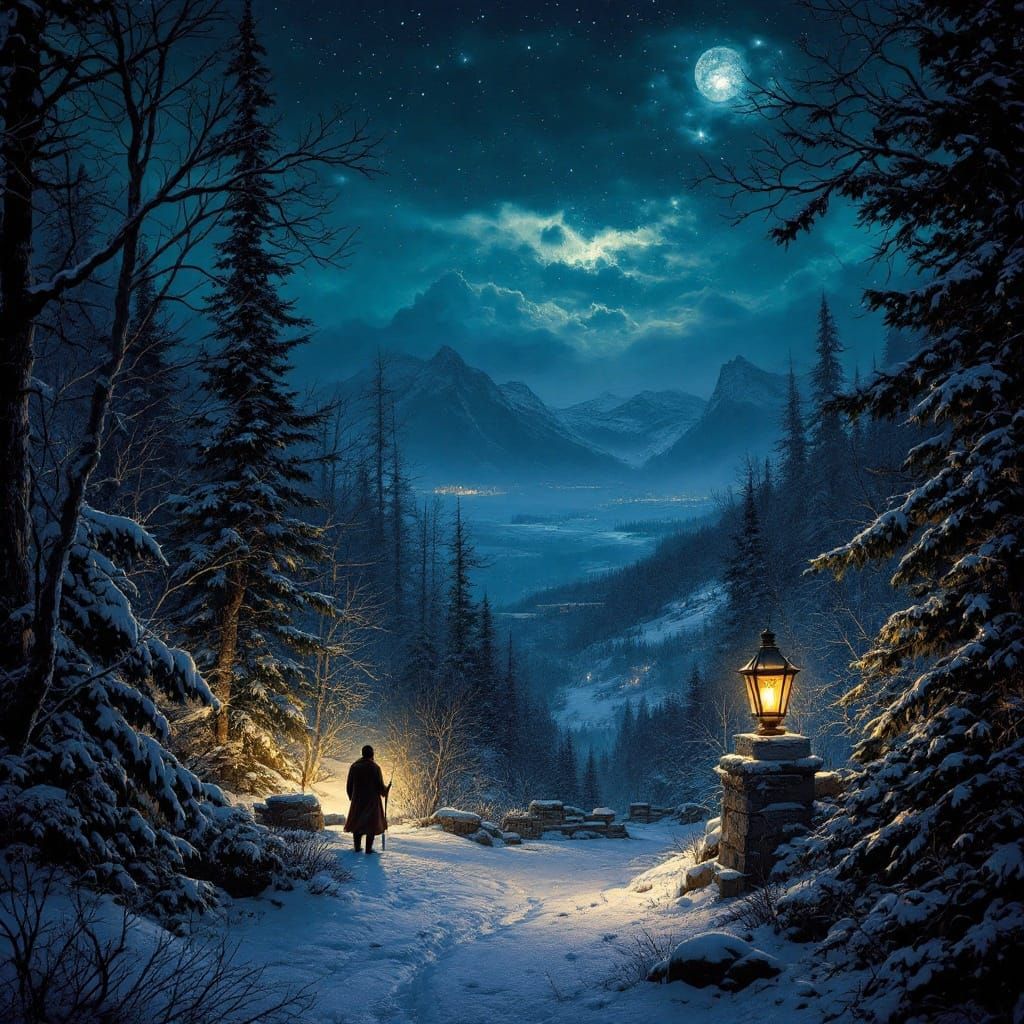 Peaceful Christmas Scene in Hyperrealistic Comic Book Art St...