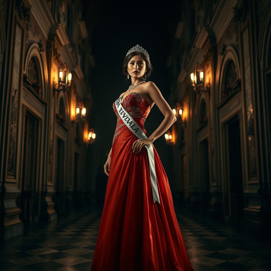 Miss Italia in Renaissance Palace, Hyperrealistic Style