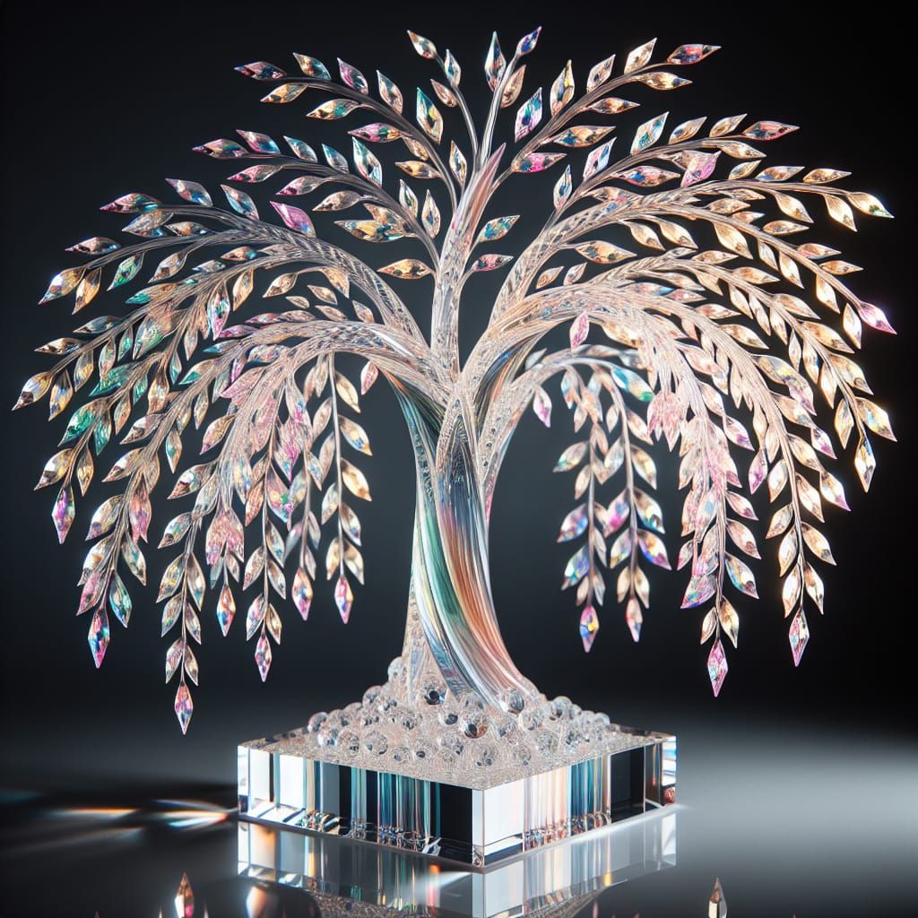 Crystal Willow Tree with Dynamic Pastel Lighting