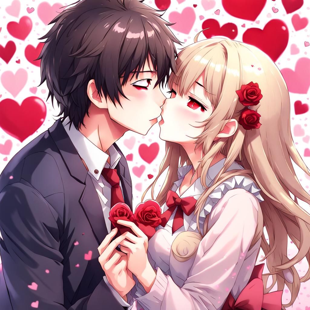Valentine's Kiss in Anime Key Visual Style